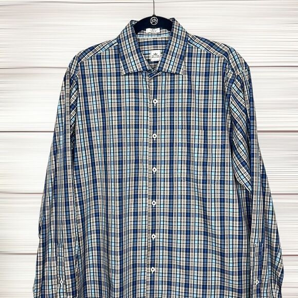 PETER MILLAR Cotton Tartan Plaid Casual Button Down Shirt Long Sleeves size L - Picture 6 of 13